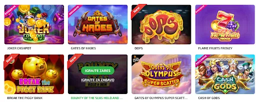 Priljubljene in nove igralne avtomate v BoaBoa Casino – Igrajte zares ali za zabavo Izbor novih in ekskluzivnih iger v spletni igralnici BoaBoa, vključno z Joker Cashpot, Gates of Hades, Oops, Break the Piggy Bank, Bounty of the Seas, in Gates of Olympus